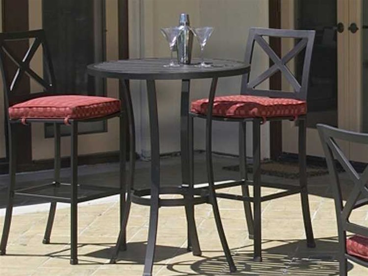 Sunset West La Jolla Aluminum Espresso Counter Set in Canvas Flax with Self Welt