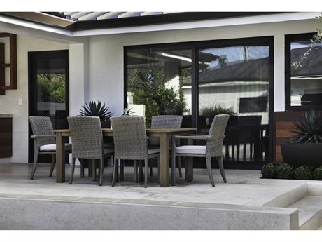 Sunset West Majorca Wicker Brushed Stone Dining Set in Cast Silver