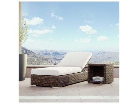 Sunset West Montecito Wicker Cognac Lounge Set in Canvas Flax with Self Welt