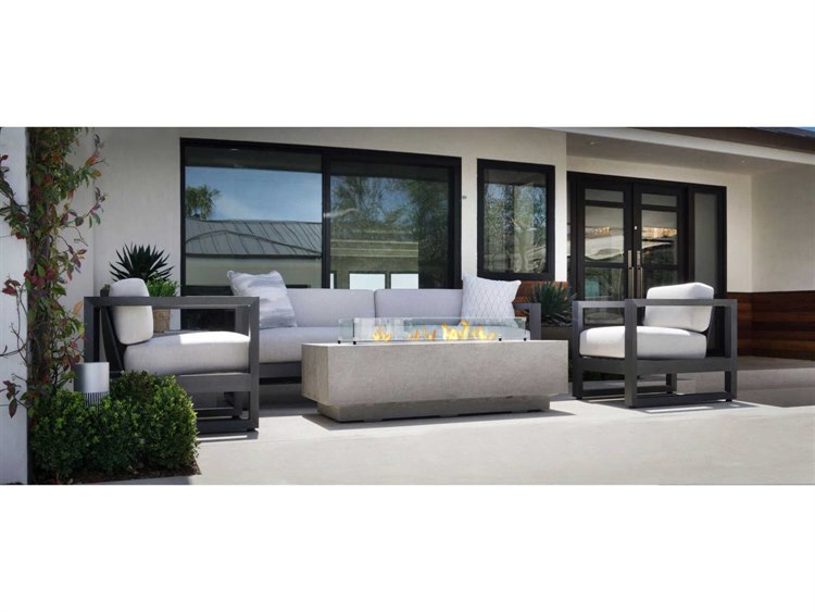 Sunset West Redondo Aluminum Slate Fire Pit Lounge Set in Cast Silver