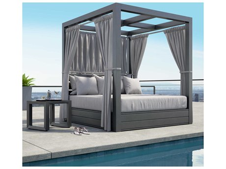 Sunset West Redondo Aluminum Slate Daybed Lounge Set in Cast Silver
