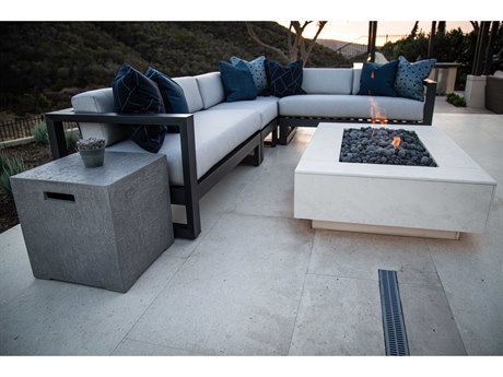 Sunset West Redondo Aluminum Slate Sectional Fire Pit Lounge Set in Cast Silver
