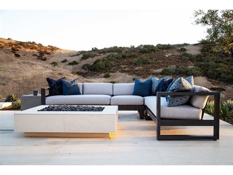 Sunset West Redondo Aluminum Sectional Fire Pit Lounge Set