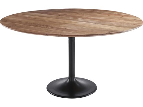 Surya Anatalia Round Wood Brown Black Dining Table