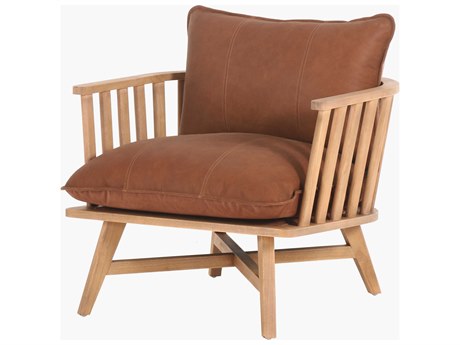 Surya Arco Brown Leather Accent Chair