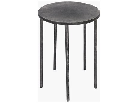Surya Arnett Round Metal Gray End Table