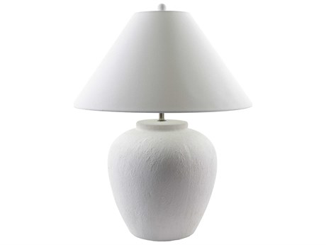 Surya Arion Cream White Linen Buffet Lamp