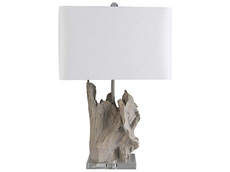 Surya Darby Brown White Linen Buffet Lamp
