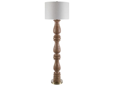 Surya Alvimare Painted Dark Brown Beige Linen Traditional Floor Lamp
