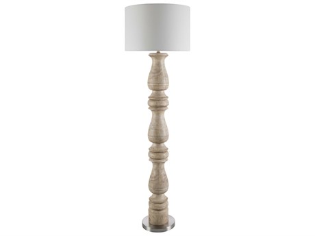 Surya Alvimare Painted Brown White Linen Traditional Floor Lamp