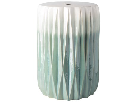 Surya Aynor White Aqua Blue Accent Stool