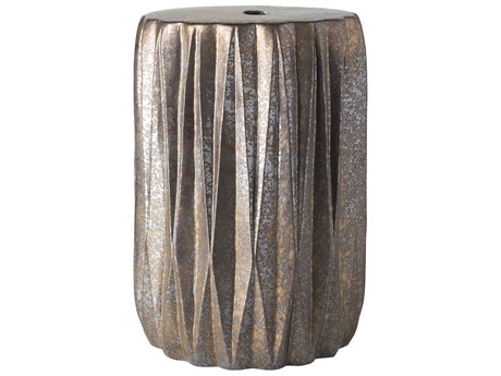 Surya Aynor Dark Brown Metallic Silver Accent Stool