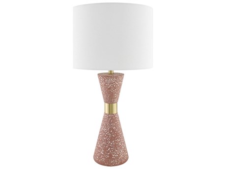 Surya Arroyo Red White Linen Buffet Lamp