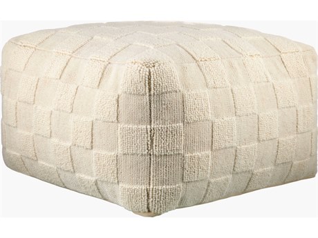 Surya Blanco Beige Upholstered Pouf