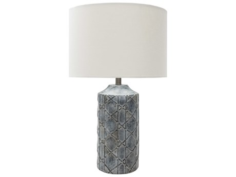 Surya Brenda Blue White Linen Buffet Lamp