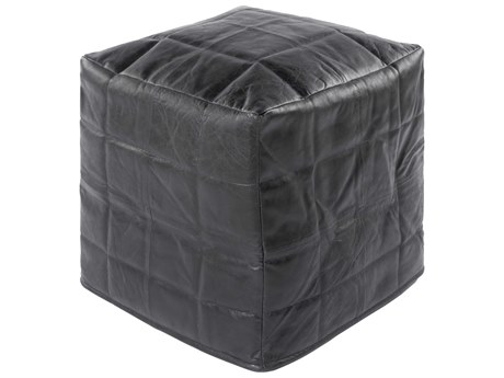Surya Barrington Black Leather Ottoman