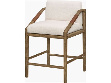 Surya Becki Owens Atra Brown Upholstered Oak Wood Counter Stool