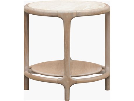 Surya Becki Owens Eve Round Marble Beige End Table