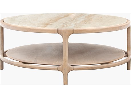 Surya Becki Owens Eve Round Marble Beige Coffee Table