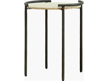 Surya Becki Owens Ojai Round Marble Cream End Table