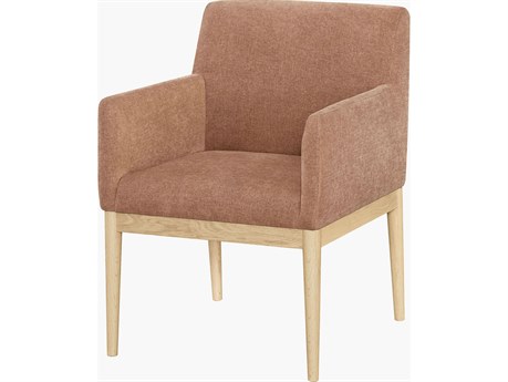 Surya Becki Owens Mollie Oak Wood Brown Upholstered Arm Dining Chair