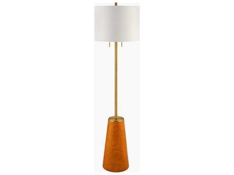 Surya Beyla Brown White Linen Floor Lamp