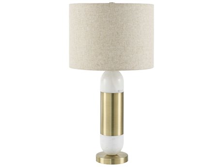 Surya Carina White Beige Linen Polyester Buffet Lamp