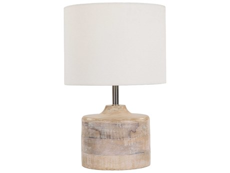 Surya Coast White Cotton Brown Table Lamp
