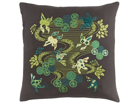 Surya Chinese River Teal Pillow