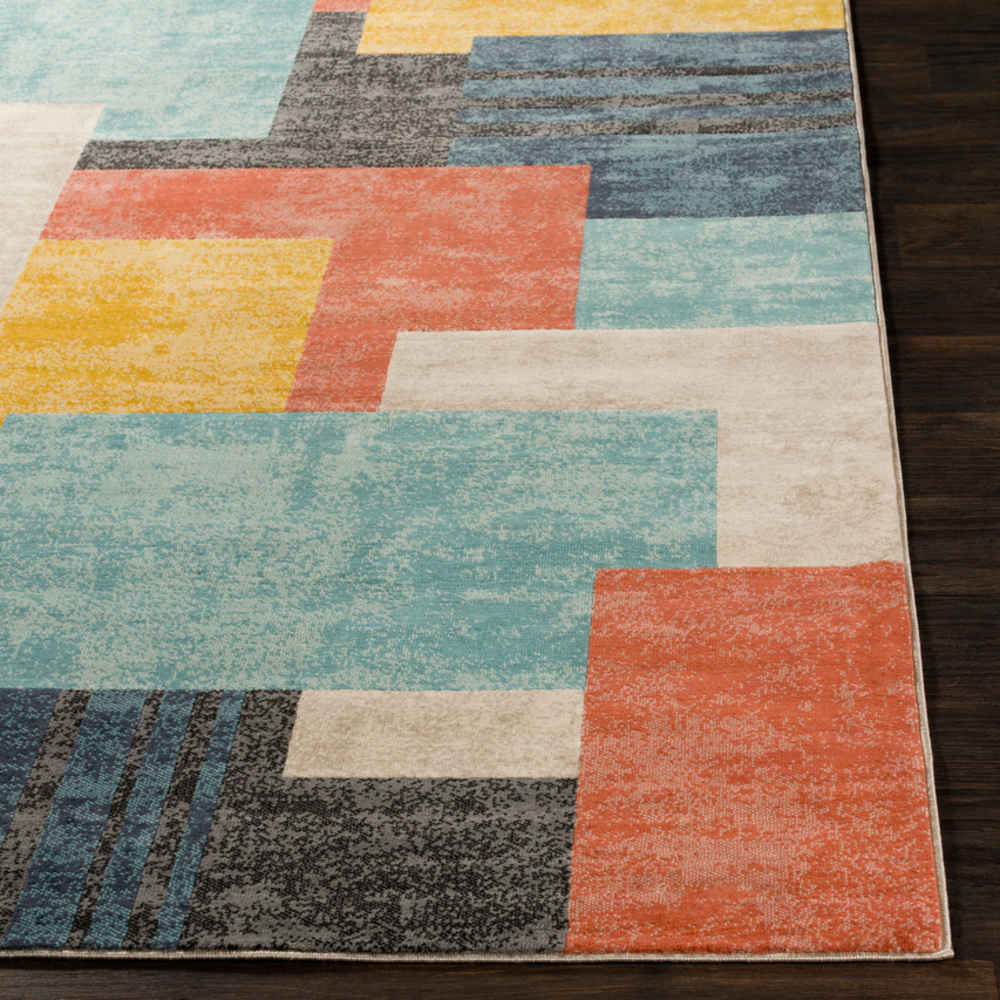 Surya City Coral / Mustard / Light Gray / Aqua Runner Area Rug