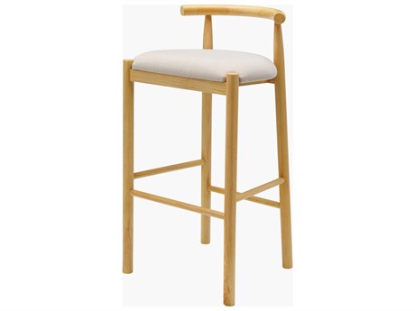 Surya Callum Light Beige Wheat Upholstered Oak Wood Bar Stool