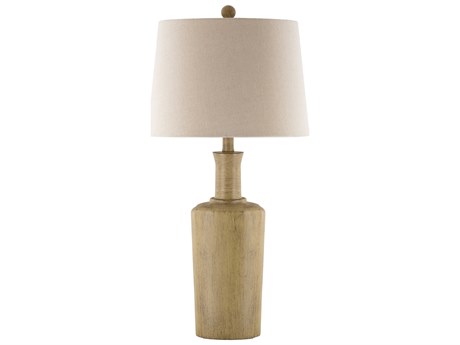 Surya Capitan Tan White Linen Brown Buffet Lamp