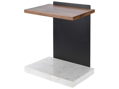 Surya Cordier Rectangular Wood Brown Black White End Table