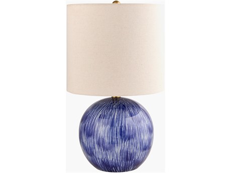 Surya Civago Dark Blue White Linen Table Lamp