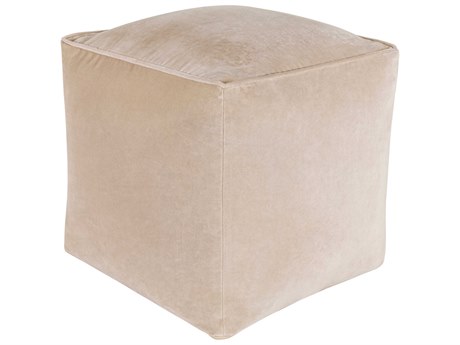 Surya Cotton Velvet Cream Ottoman
