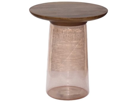 Surya Colwyn Round Wood Rust Dark Brown End Table