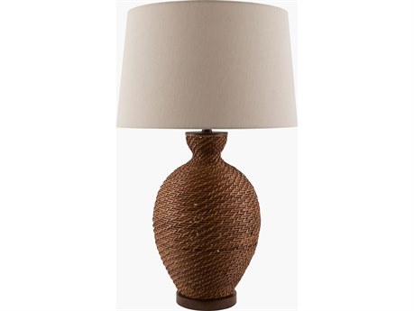 Surya Dingle Dark Brown Wheat Linen Buffet Lamp