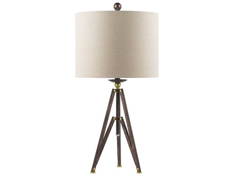 Surya Durkin Metallic Bronze Beige Linen Buffet Lamp