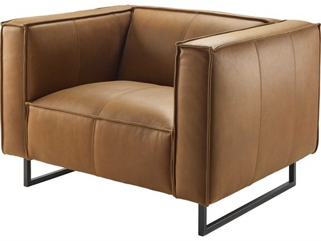Surya Dylan Brown Leather Accent Chair