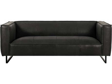 Surya Dylan Black Leather Sofa