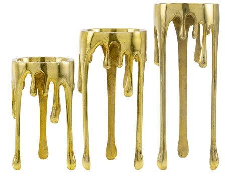 Surya Castellana Metallic Brass Candle Holder Set of 3