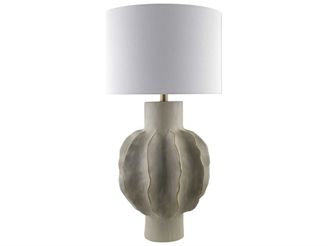 Surya Eterne Light Gray Cream Linen Buffet Lamp