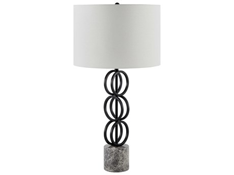 Surya Evans Black White Linen Buffet Lamp