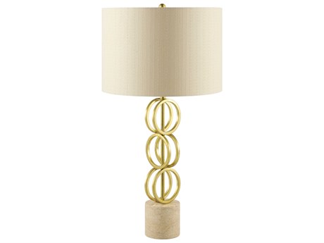 Surya Evans Gold Beige Linen Buffet Lamp