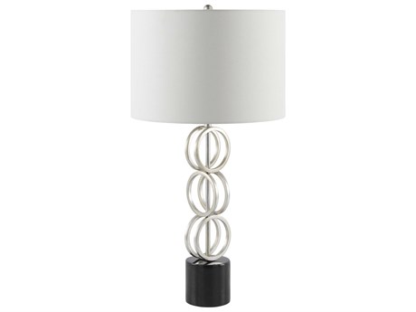 Surya Evans Silver Gray White Linen Buffet Lamp