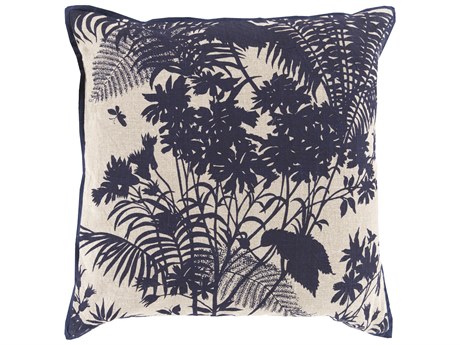 Surya Shadow Floral Dark Blue Pillow