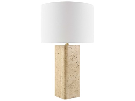 Surya Faja Natural Beige White Linen Brown Buffet Lamp