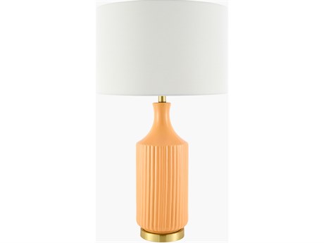 Surya Filaki Glazed Brown White Linen Orange Buffet Lamp