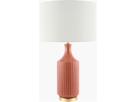 Surya Filaki Brick White Linen Pink Buffet Lamp