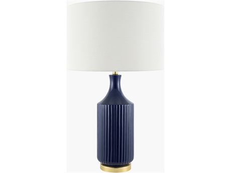 Surya Filaki Dark Blue White Linen Buffet Lamp